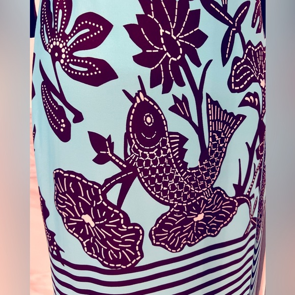 Very Vollbrach Turquoise Black 3/4 Sleeves Stretch Dress - Picture 9 of 10